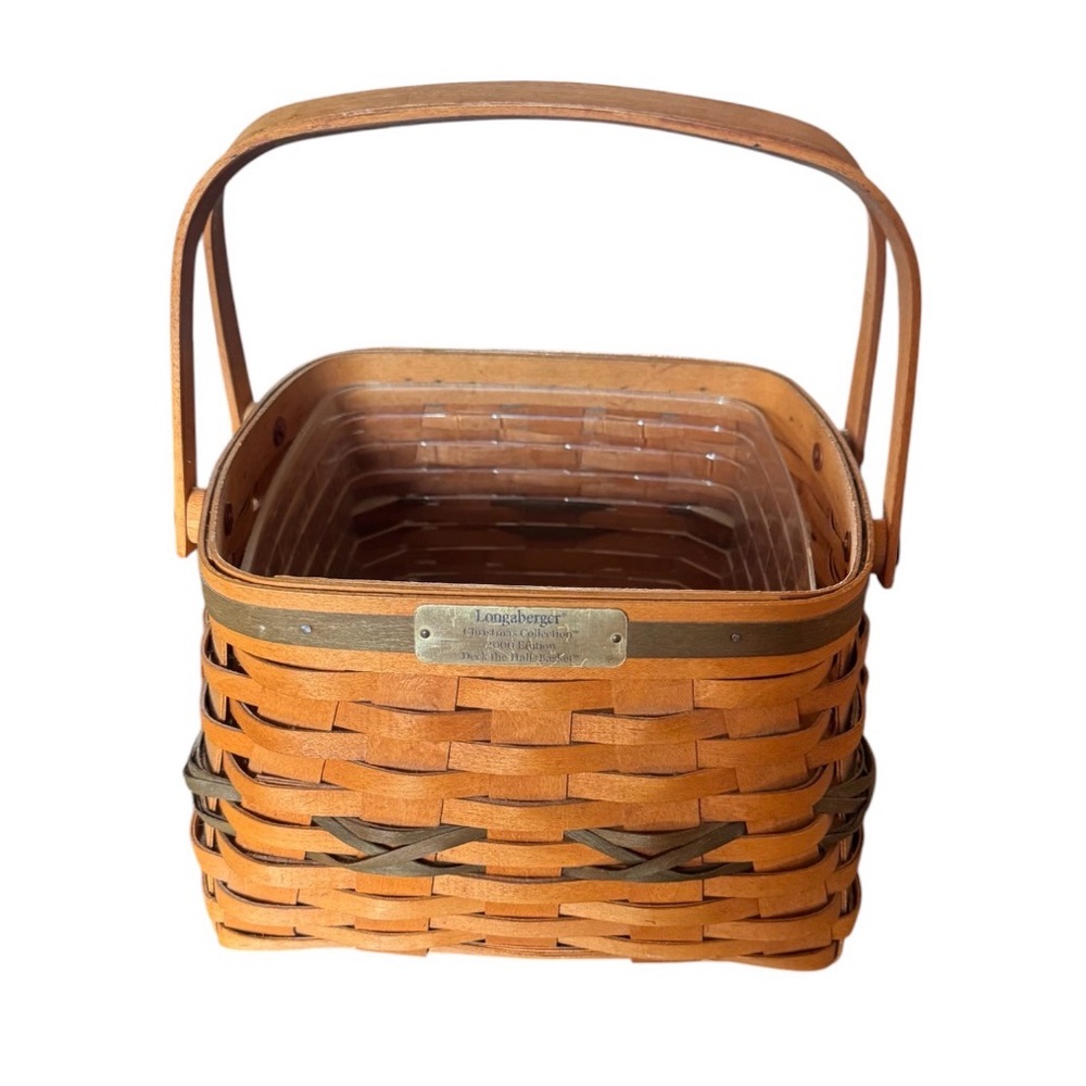 Longaberger Deck the Halls Christmas Basket in Natural Tan and Olive Accent